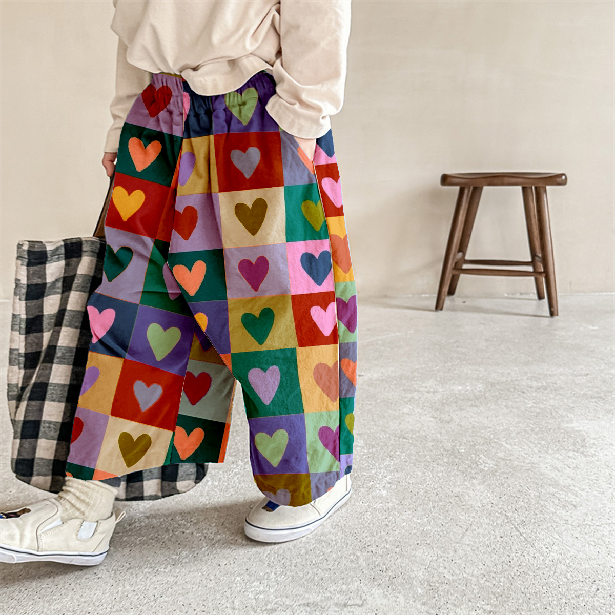 Baby & Kids Heart Check Print Pants