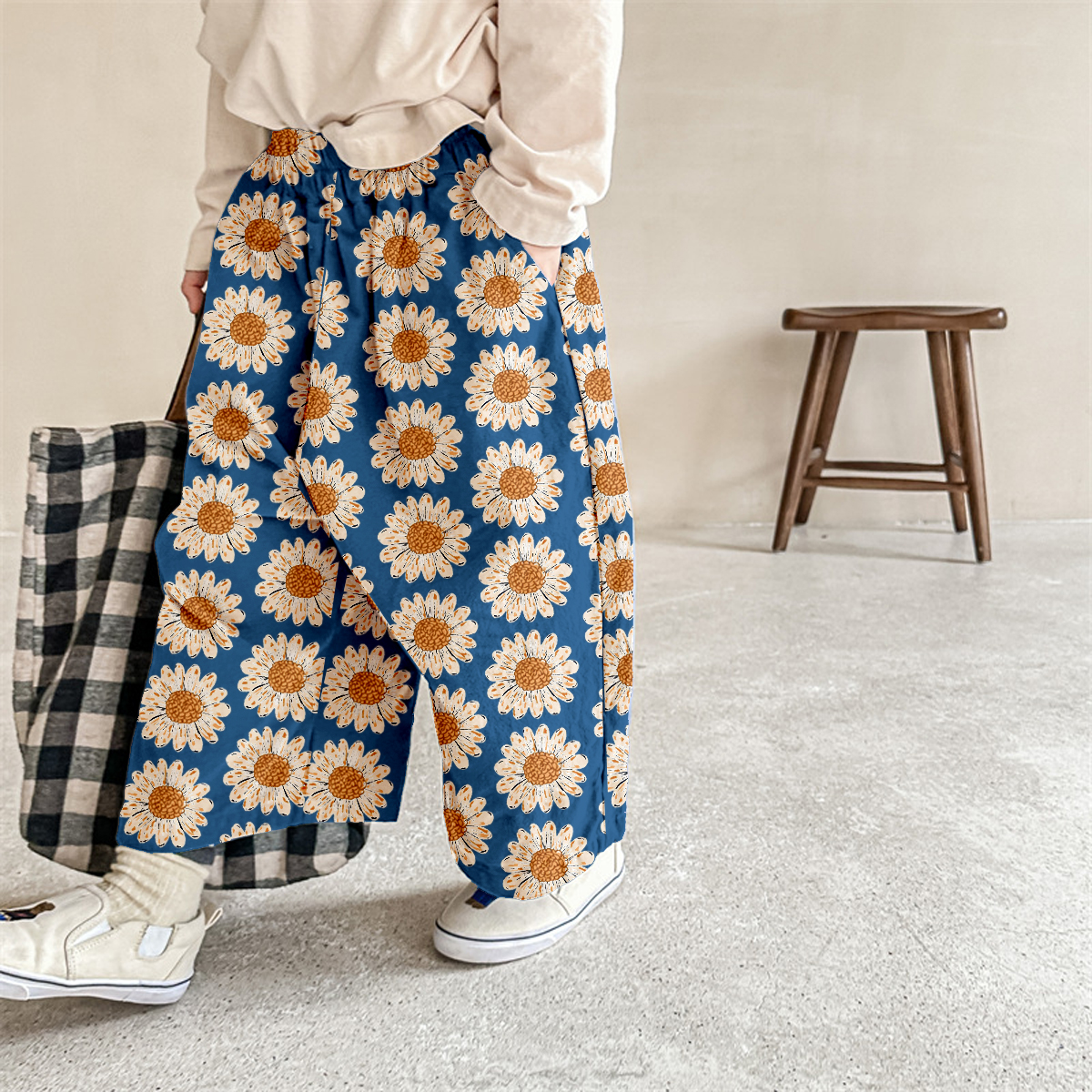 Baby & Kids Sunflower Print Blue Pants