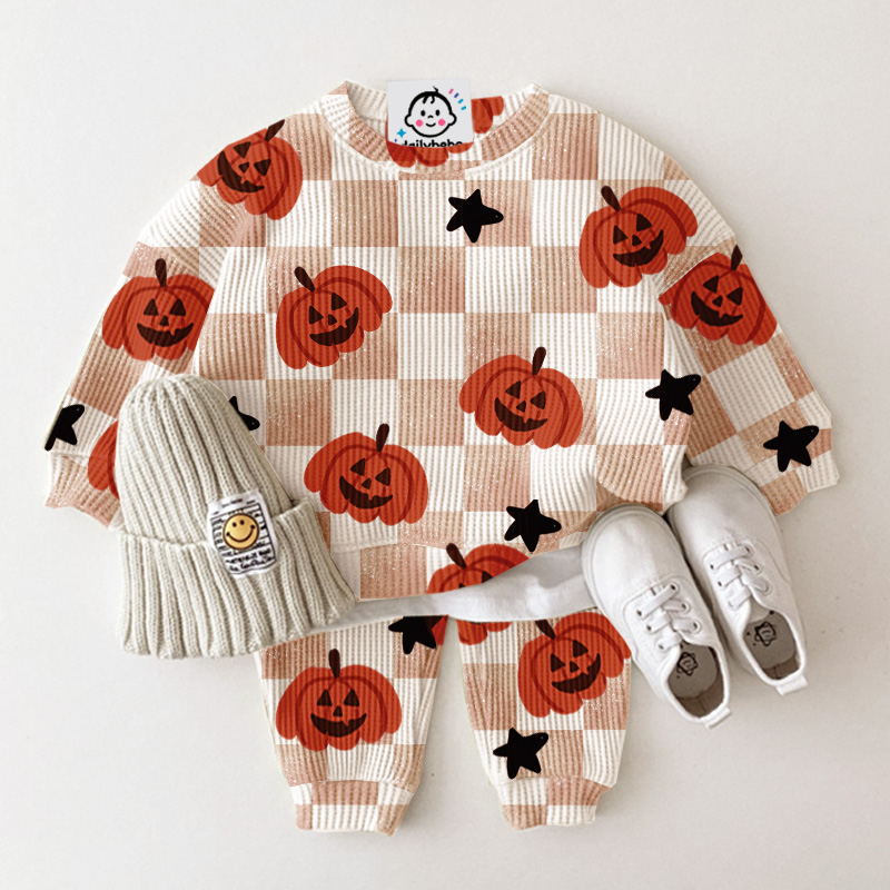 Baby Toddler Pumpkin Checkerboard 2-Piece Set