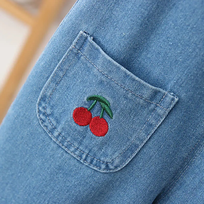 Toddler Double Pocket Fruit Denim Overalls