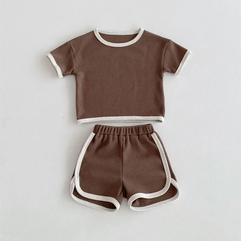 Baby 2-Piece Simple Waffle Sweatsuit Set