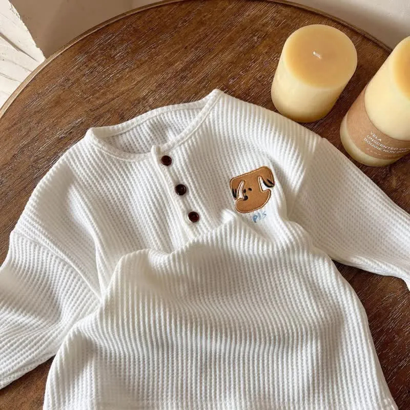 Toddler Embroidered Puppy Waffle T-Shirt