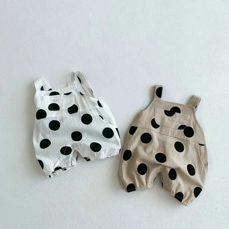 Baby Vintage Polka Dot Overall and Hat Set