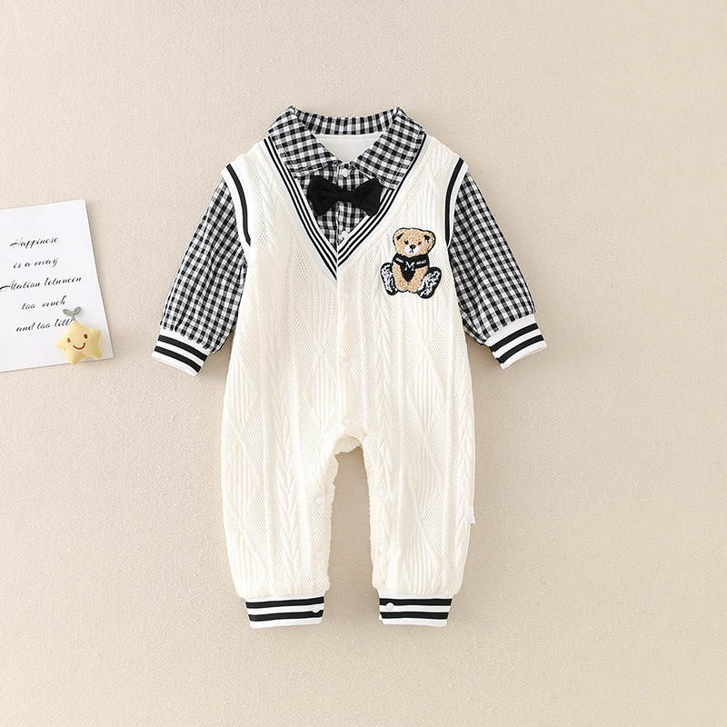 Baby Preppy Style Bear Romper