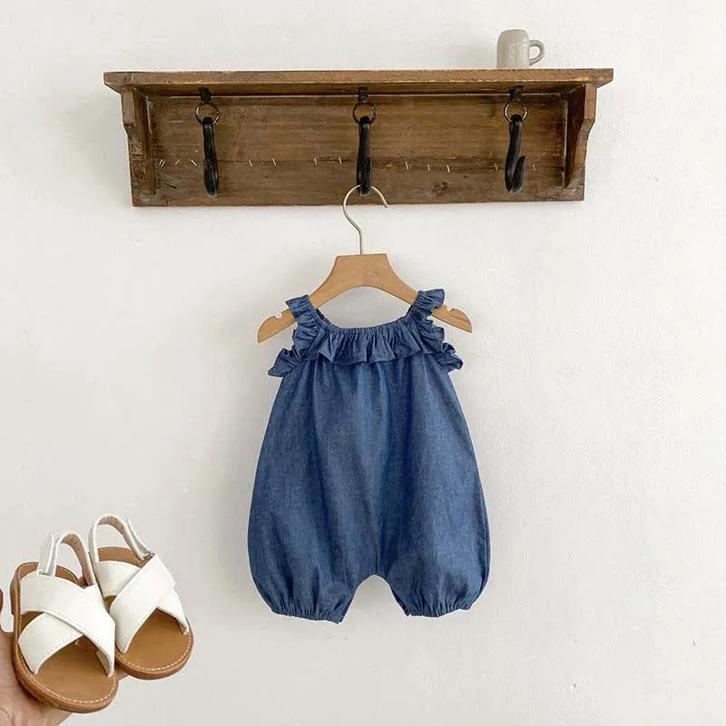 Baby Solid Color Stringy Selvedge Overalls