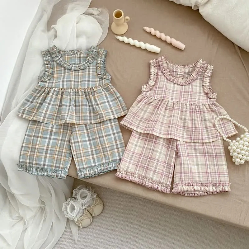 Baby Toddler 2-Piece Plaid Sleeveless Set