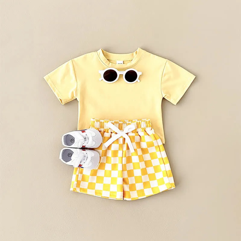 Baby 2-Piece Soft Checkerboard Sweatsuit Set