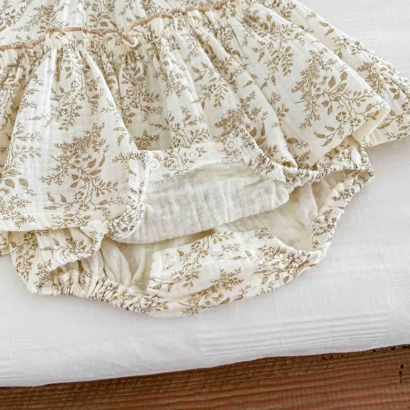 Baby Floral Skirted Beige Bodysuit