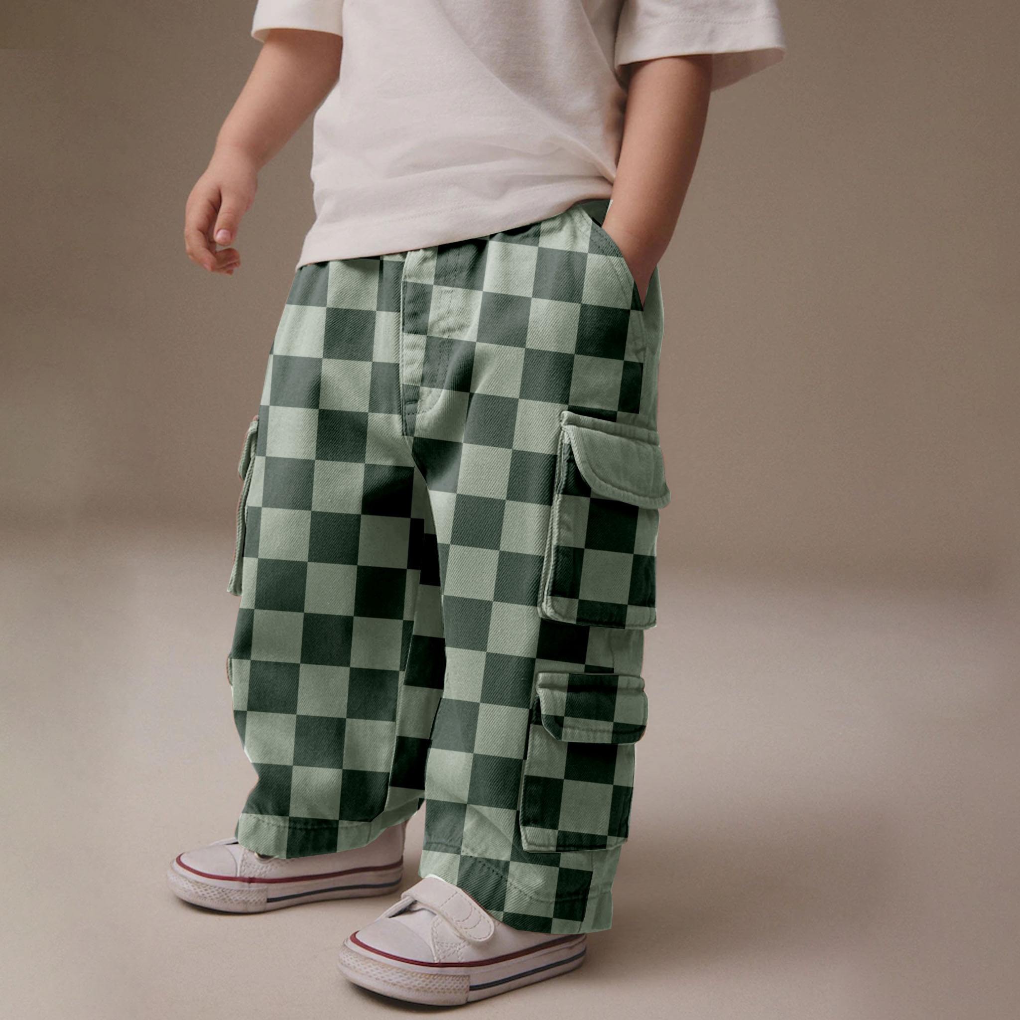 Baby & Kids Checkerboard Multiple Pockets Pants
