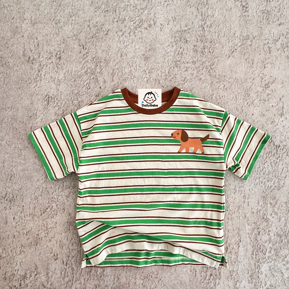 Baby & Kids Dog Print Stripe T-Shirt (6M-12Y)