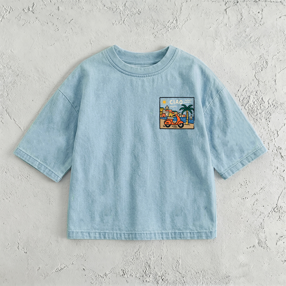 CIAO Baby & Kids Bicycle Print Washed T-Shirt (6M-12Y)