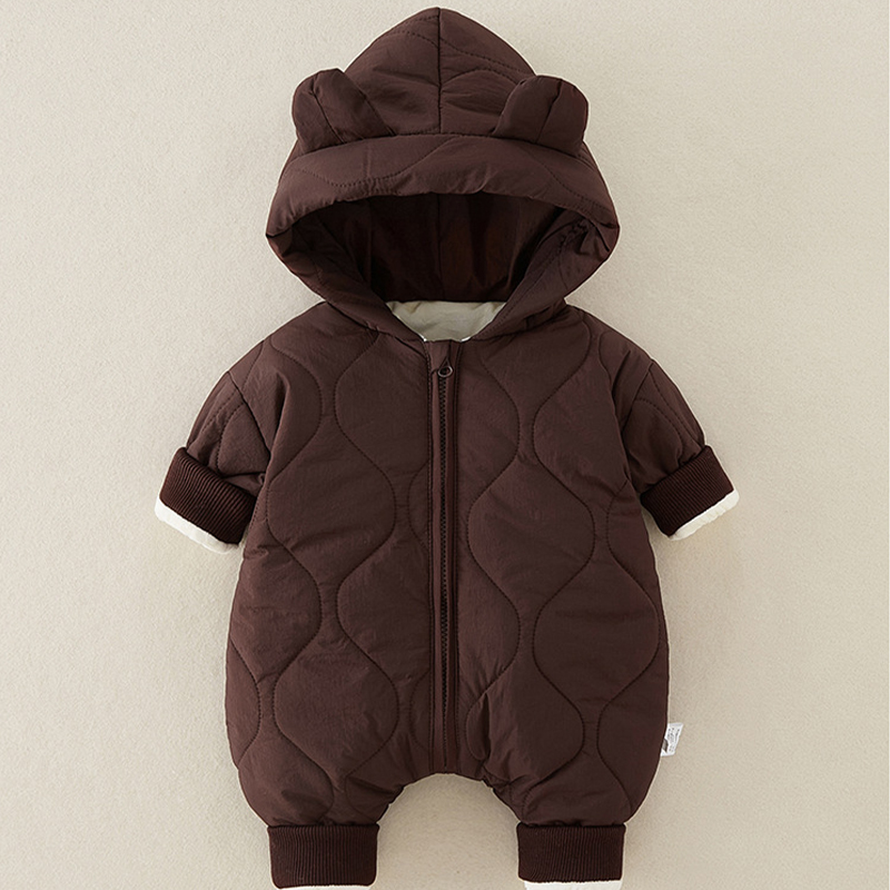 Baby Bear Hooded Quilted Romper