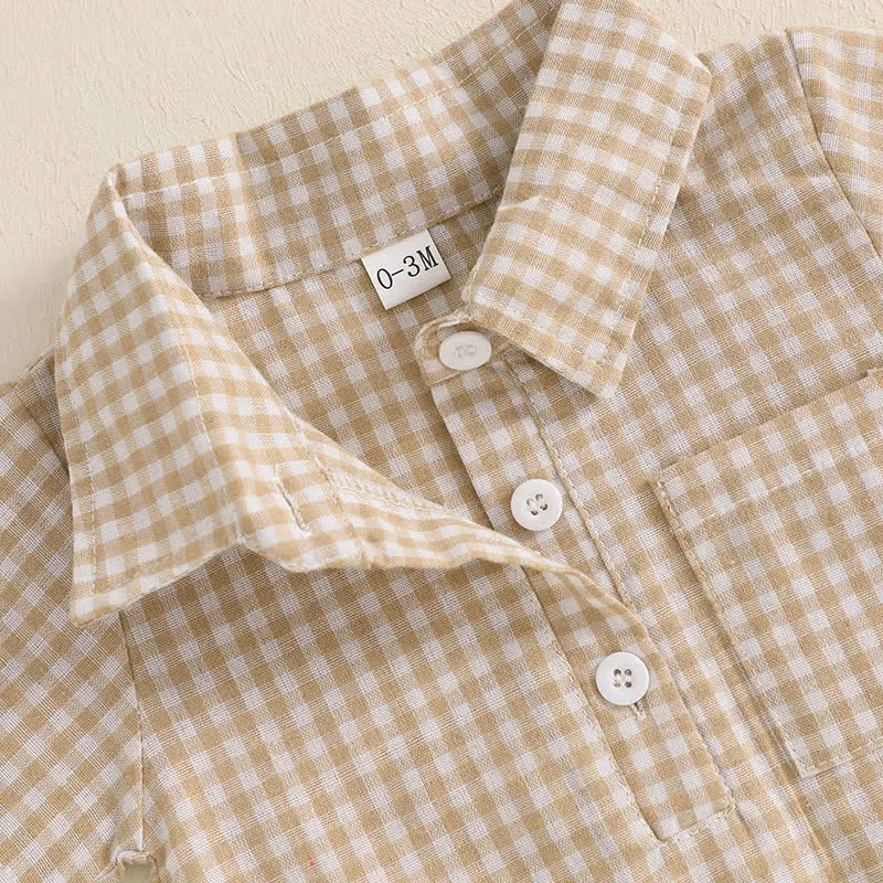 Baby Boy Plaid Pocket Romper