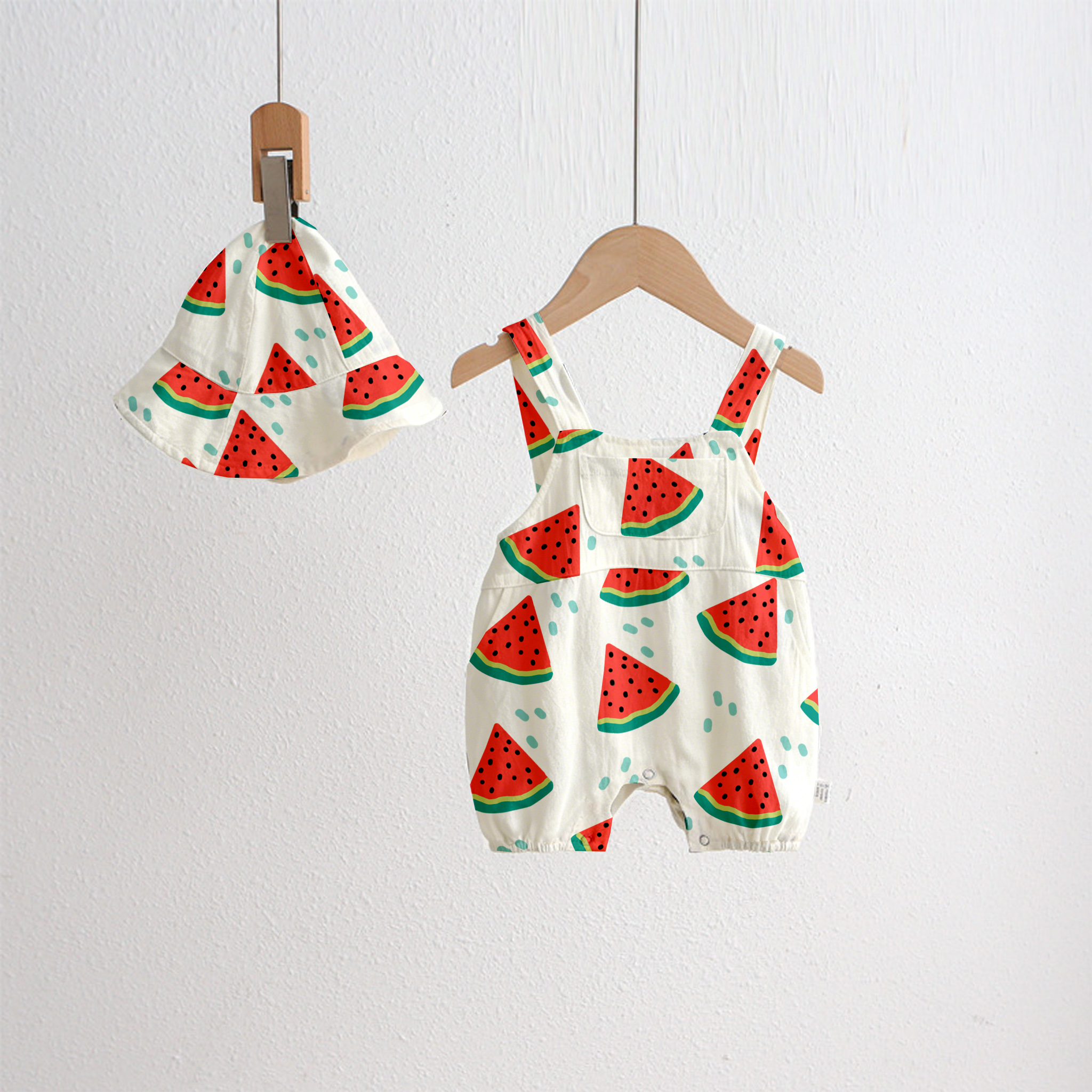 Baby Watermelon Overall and Hat Set