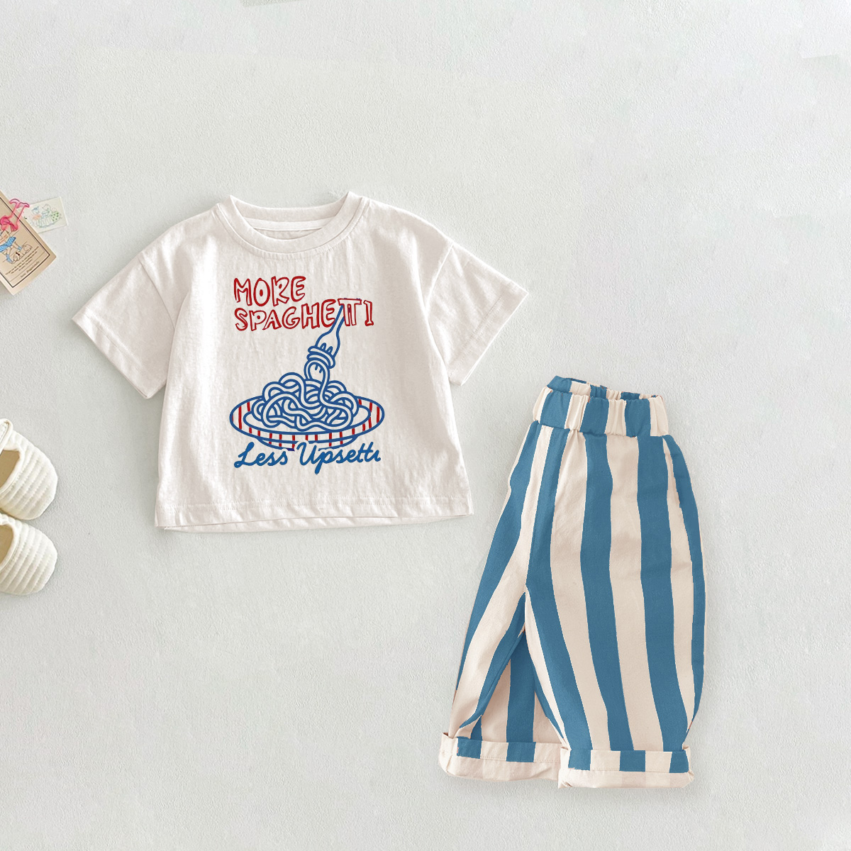 MORE SPAGHETTI LESS UPSETTI Baby 2-Piece Pasta Pattern Set