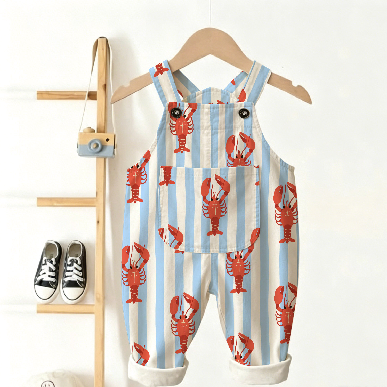 Baby Toddler Striped Lobster Overalls