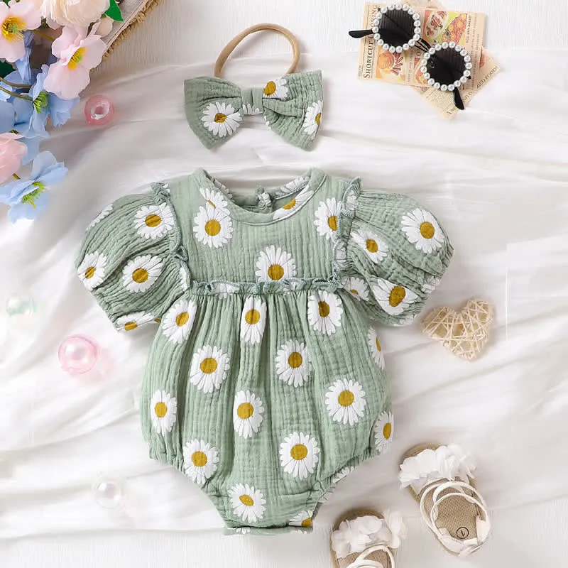 Baby Daisy Pastoral Bodysuit with Headband