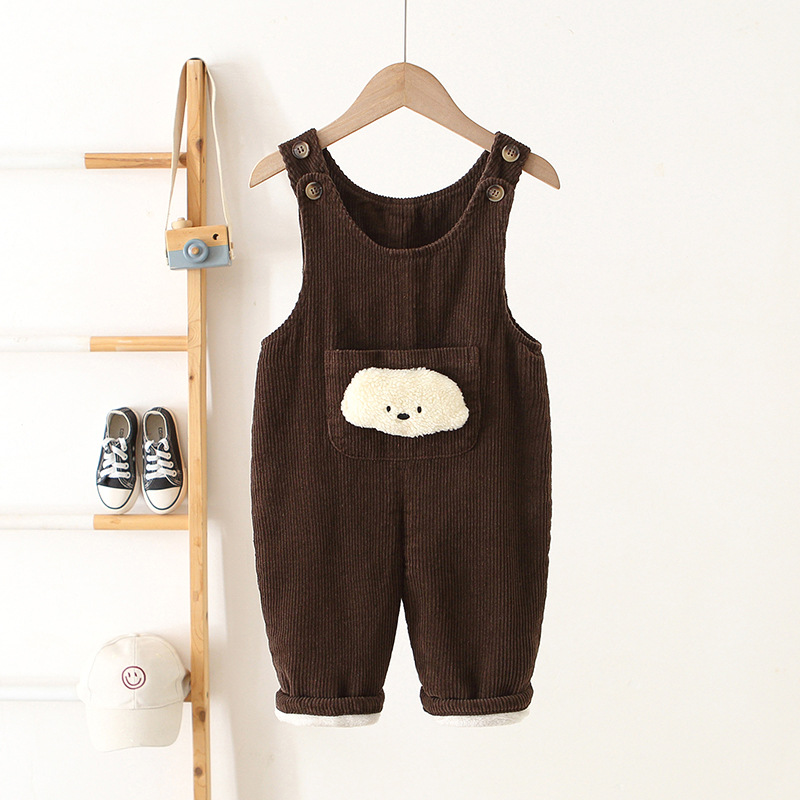 Kids Puppy Fleece Lined Overalls