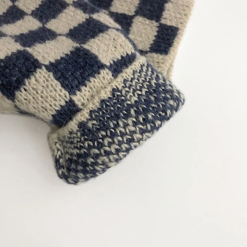 Toddler Boy Knitted Checkerboard Cardigan Shorts