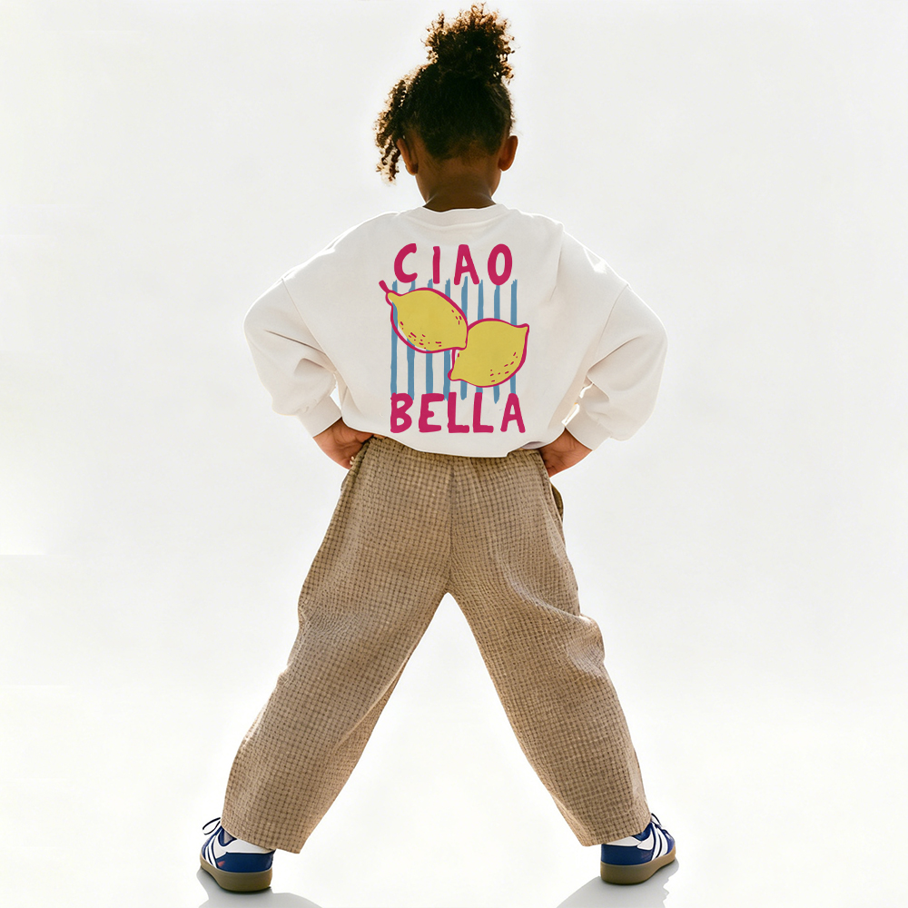 CIAO BELLA Baby & Kids Lemon Stripe Pattern Sweatshirt