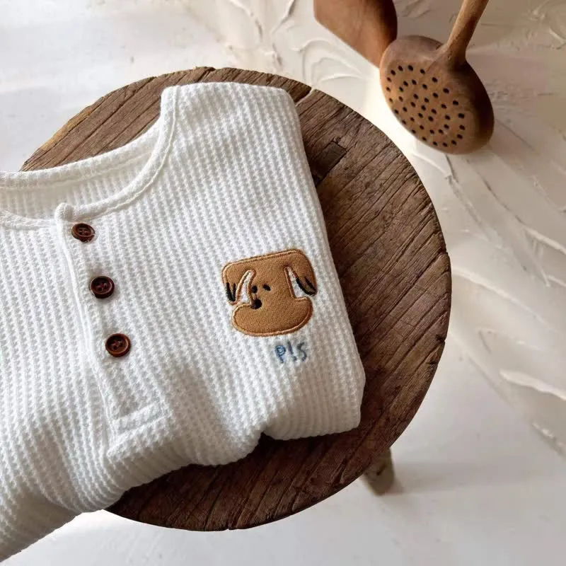 Toddler Embroidered Puppy Waffle T-Shirt