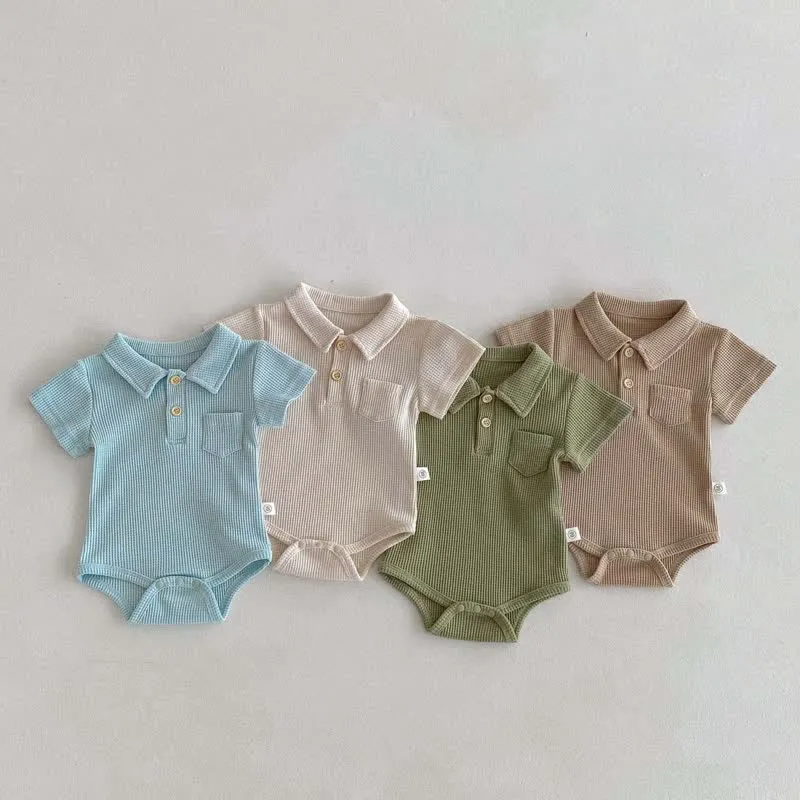 Baby Waffle Pocket Solid Color Bodysuit