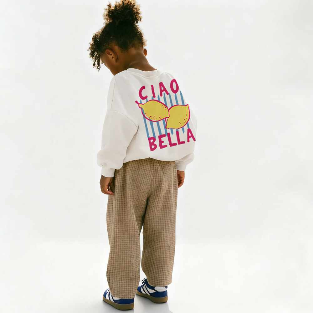 CIAO BELLA Baby & Kids Lemon Stripe Pattern Sweatshirt
