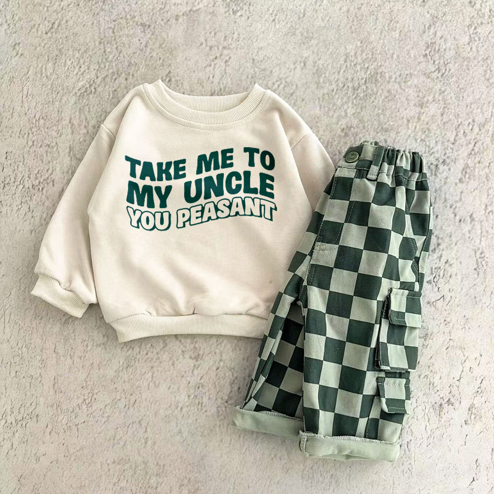 TAKE ME TO MY UNCLE Baby & Kids Plaid 2-Piece Set