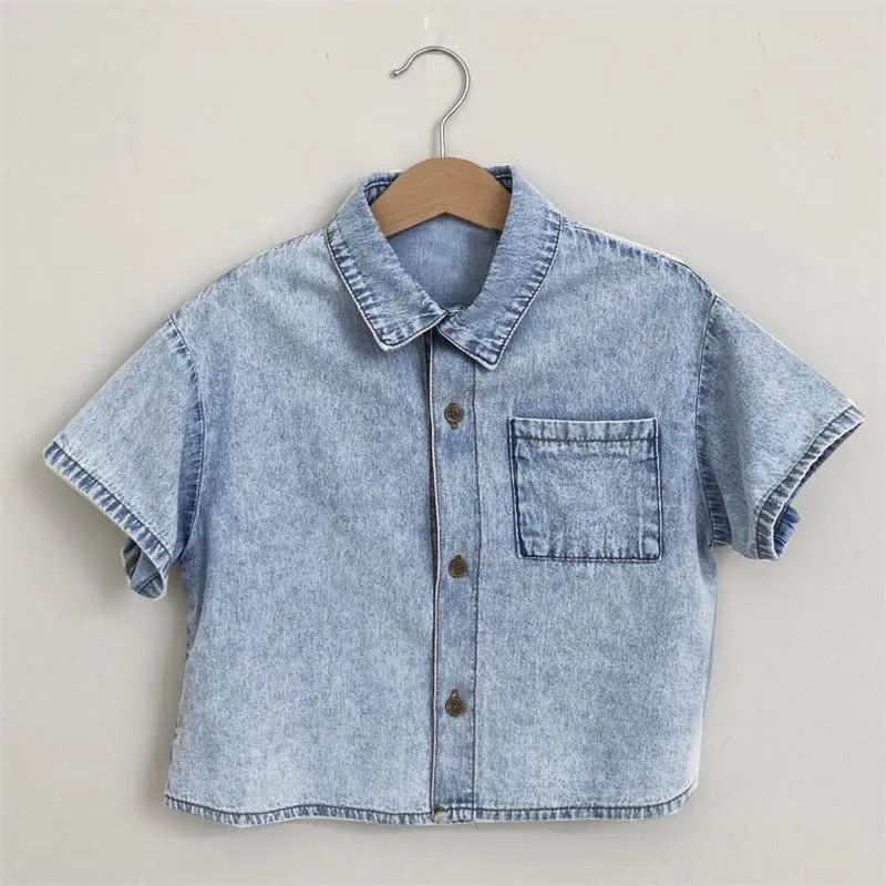 Baby Toddler 2-Piece Denim Shirt and Shorts Set