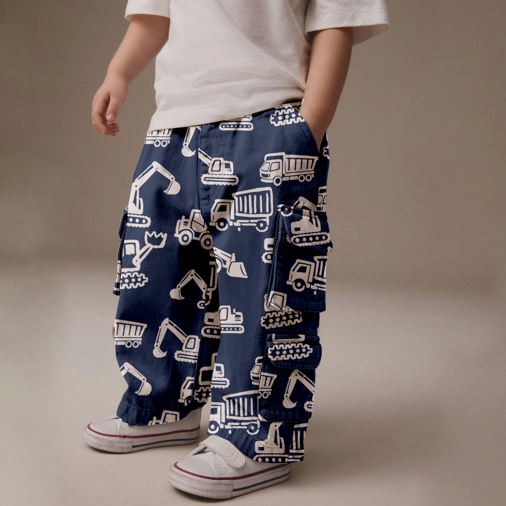 Baby & Kids Truck Excavator Crane Multiple Pockets Pants