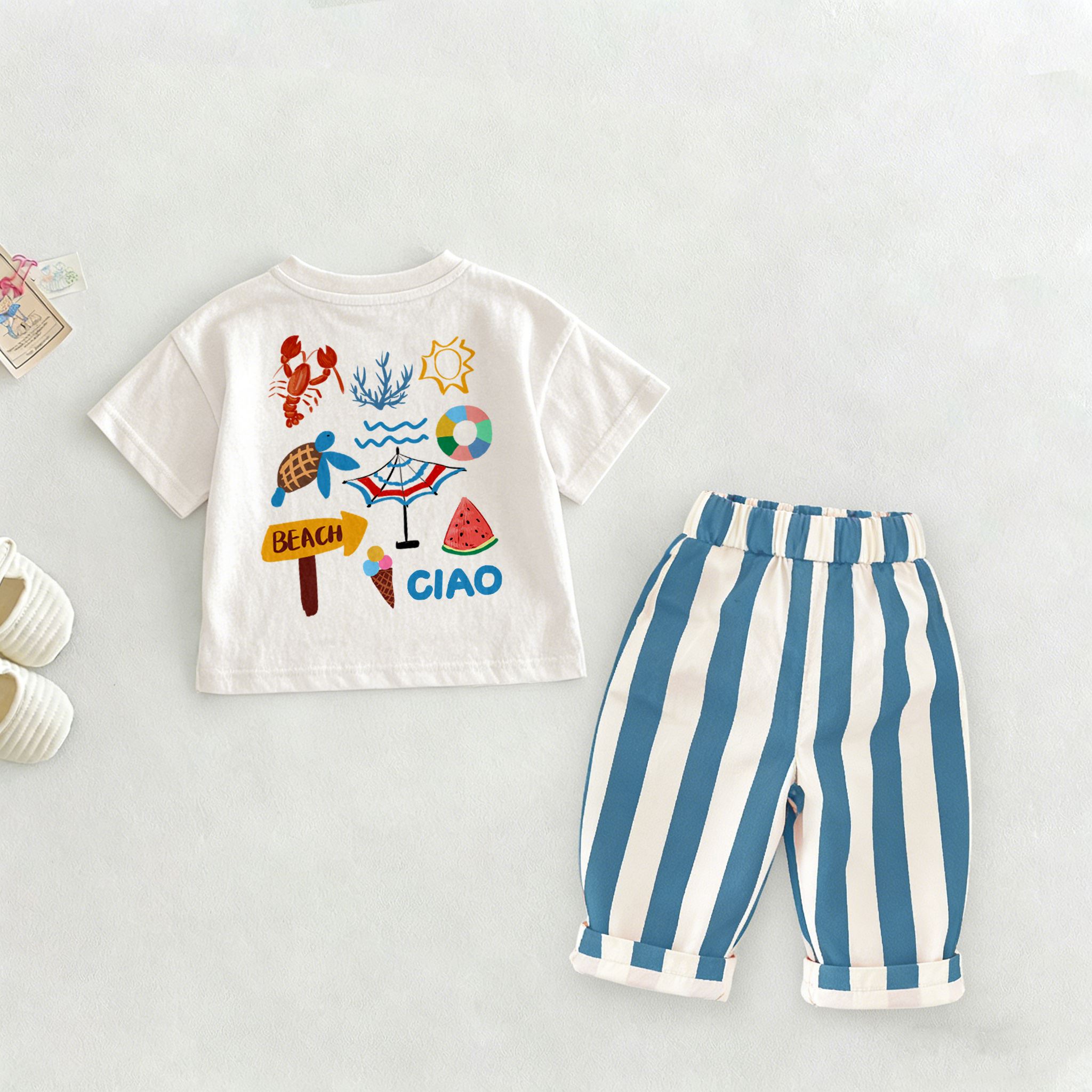 CIAO Baby & Kids Lobster Turtle Front & Back T-Shirt and Pants Set
