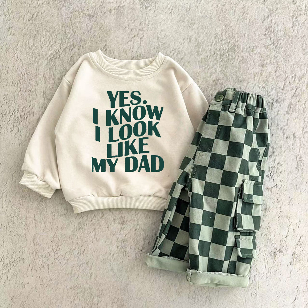 I KNOW I LOOK LIKE MY DADDY Baby & Kids Plaid 2-Piece Set