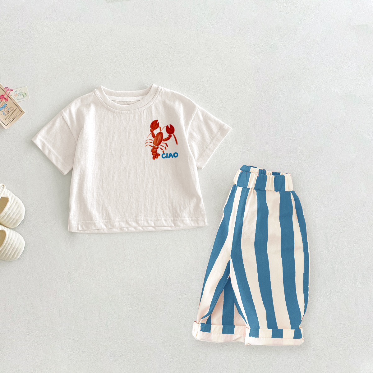 CIAO Baby & Kids Lobster Turtle Front & Back T-Shirt and Pants Set