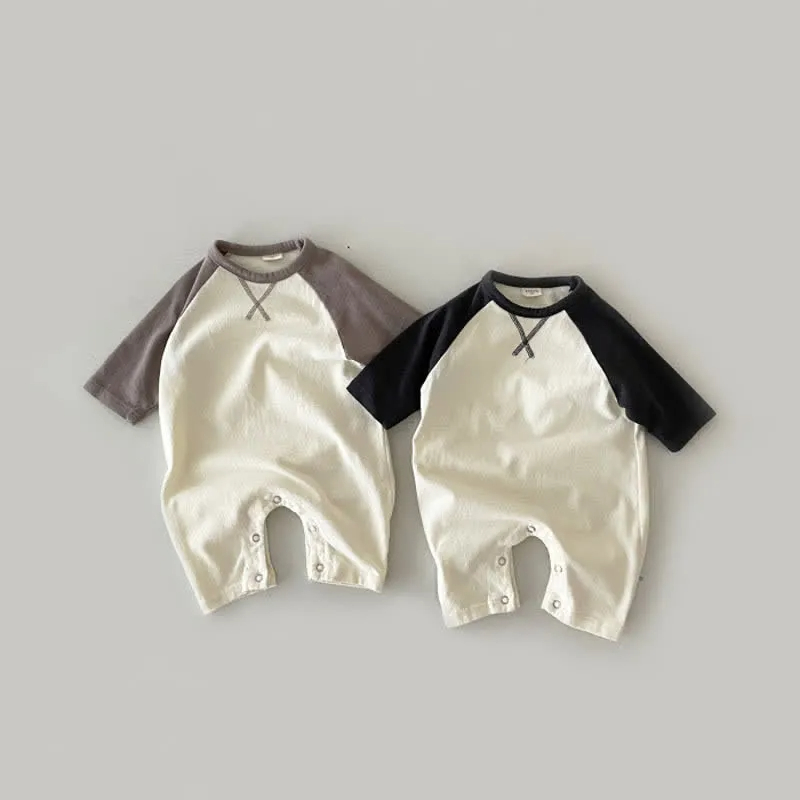Baby Contrast Color Raglan Romper