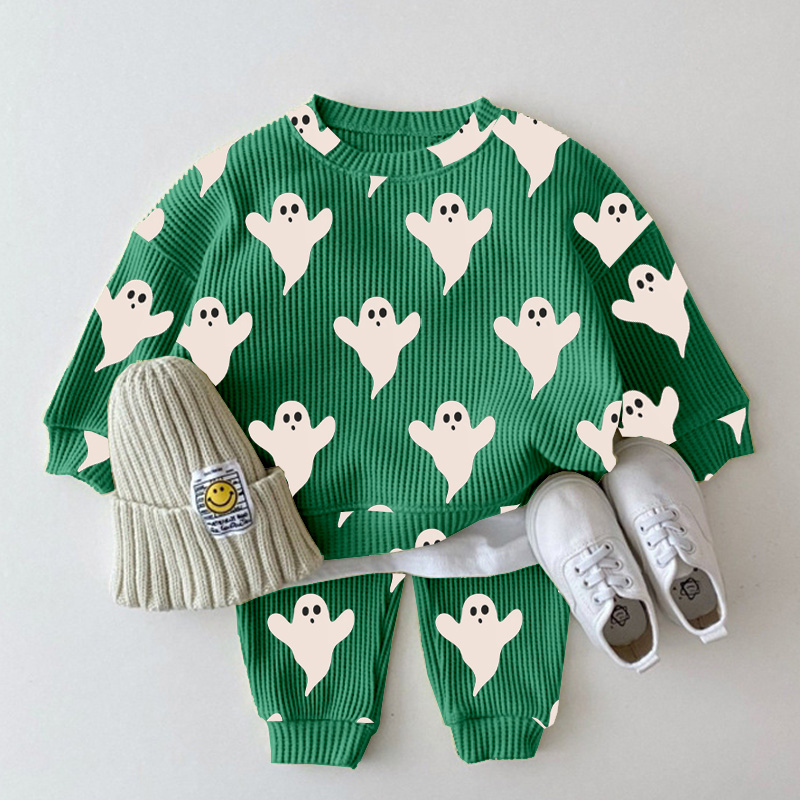Baby Toddler Ghost 2-Piece Green Waffle Set