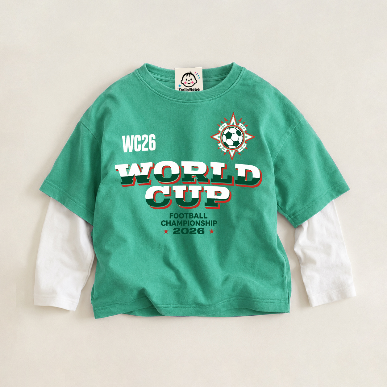 WC26 WORLD CUP Baby & Kids Football Faux Two-Piece Tee (6M-12Y)