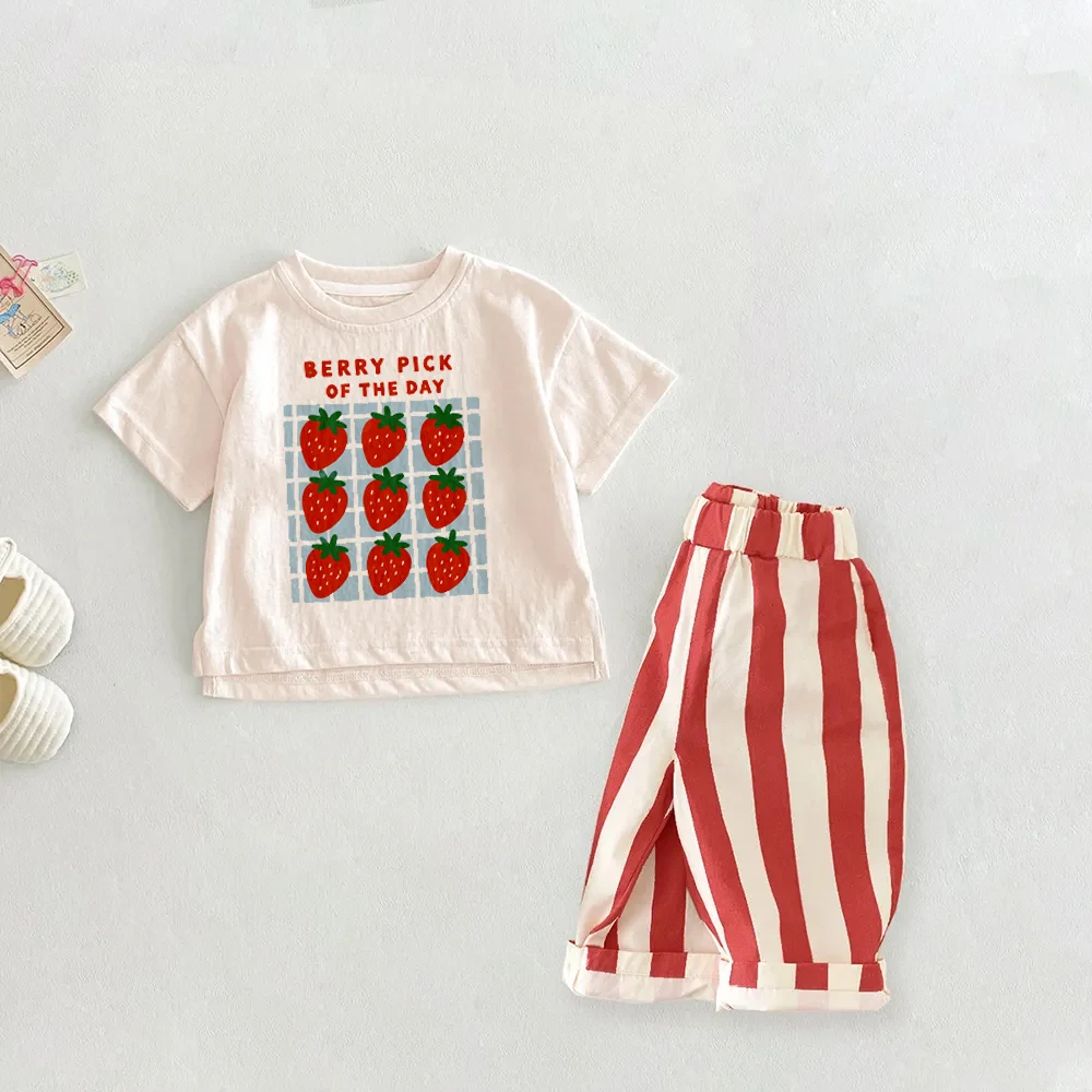 BERRY PICK OF THE DAY Baby Toddler Plaid Strawberry 2-Piece Set