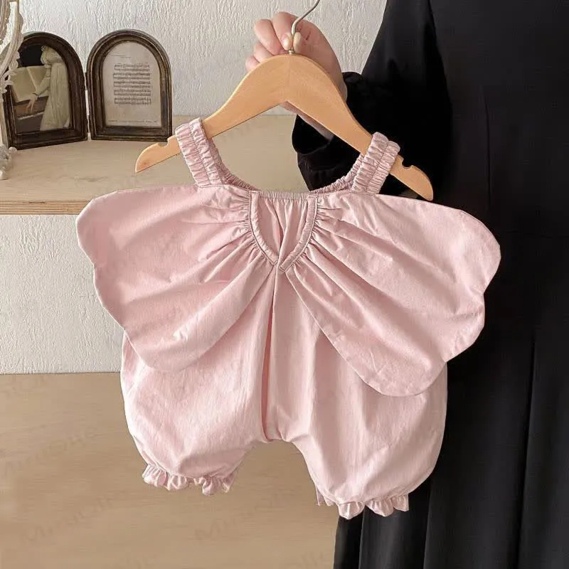 Baby Girl Pink Wings Suspender Romper