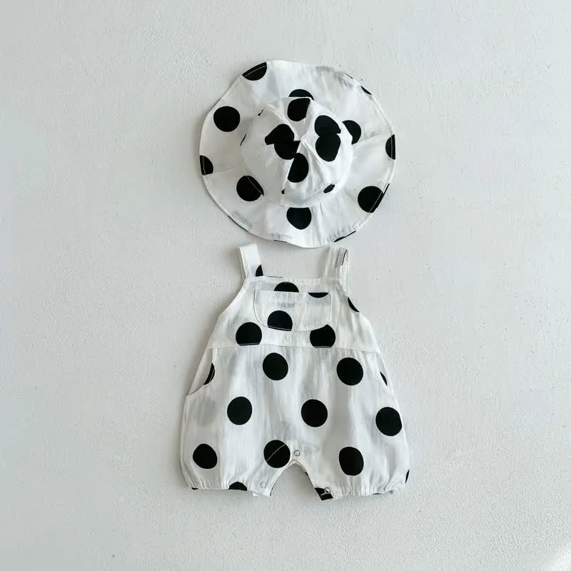 Baby Vintage Polka Dot Overall and Hat Set