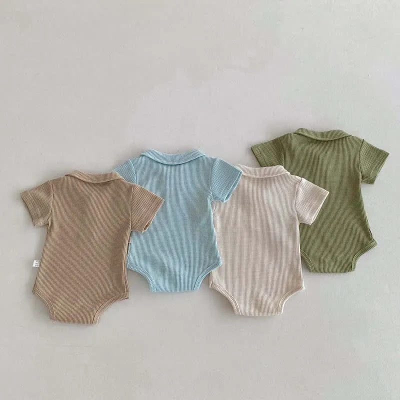 Baby Waffle Pocket Solid Color Bodysuit
