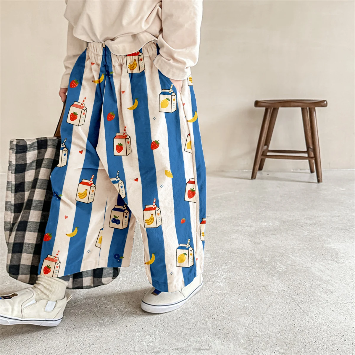 Baby & Kids Fruit Milk Carton Stripe Print Pants