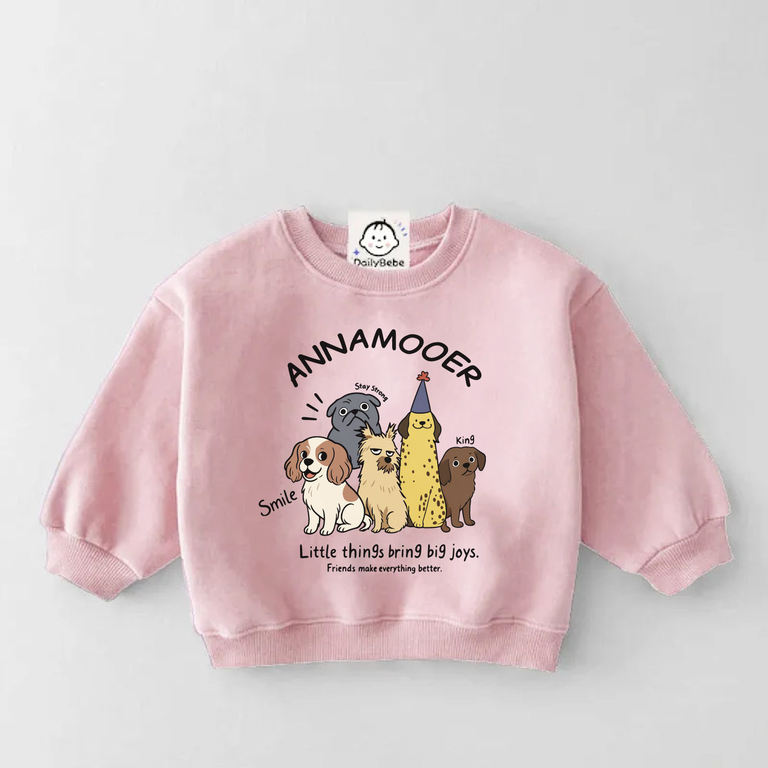 ANNAMOOER Baby & Kids Dog Pink Sweatshirt