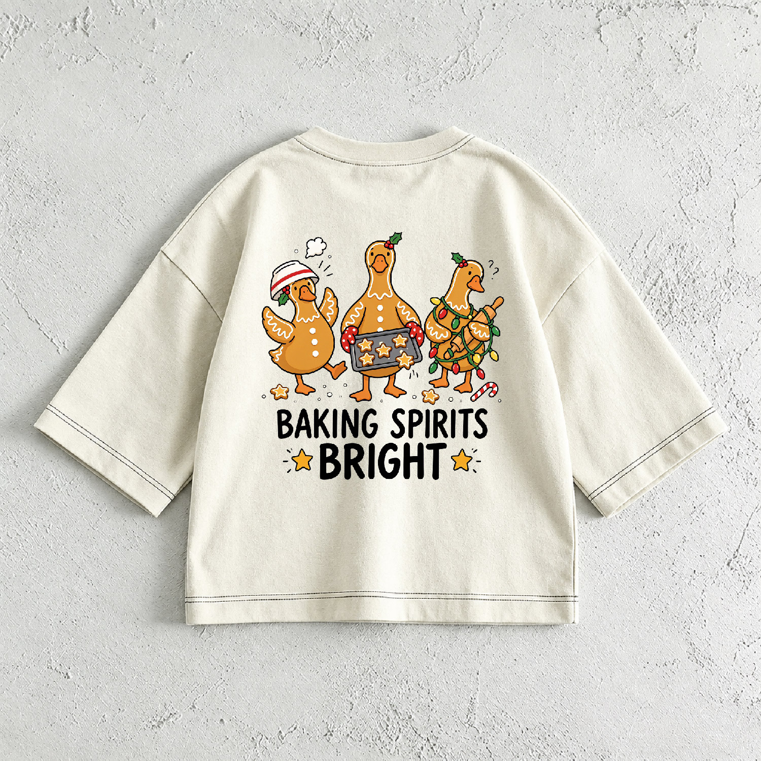 BAKING SPIRITS BRIGHT Baby & Kids Duck Print Front & Back T-Shirt (6M-12Y)