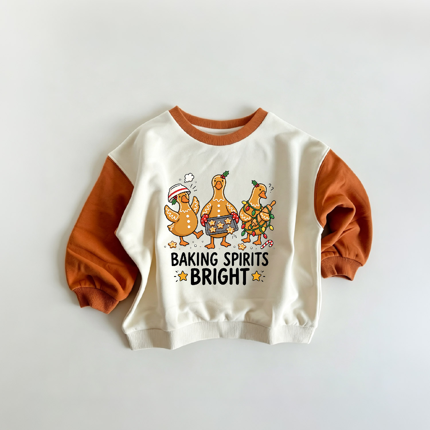 BAKING SPIRITS BRIGHT Baby & Kids Duck Color Blocking ​​Sleeves Sweatshirt