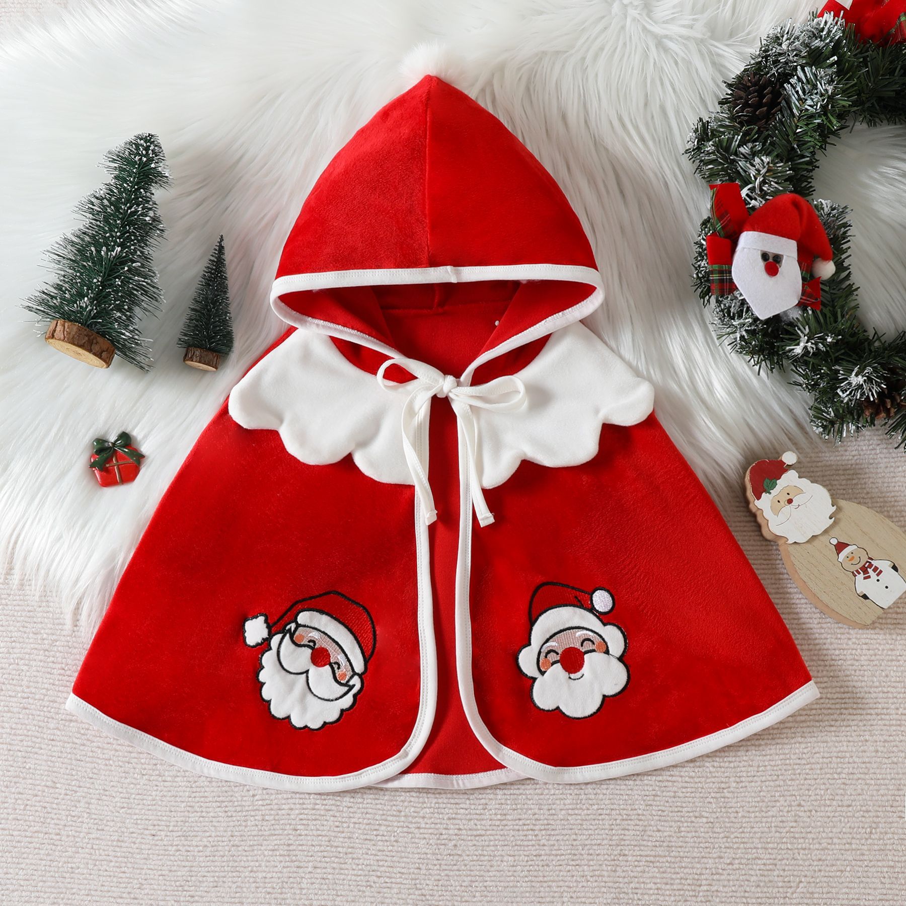 Toddler Boys Girls Christmas Santa  Snowman Hooded Cape 