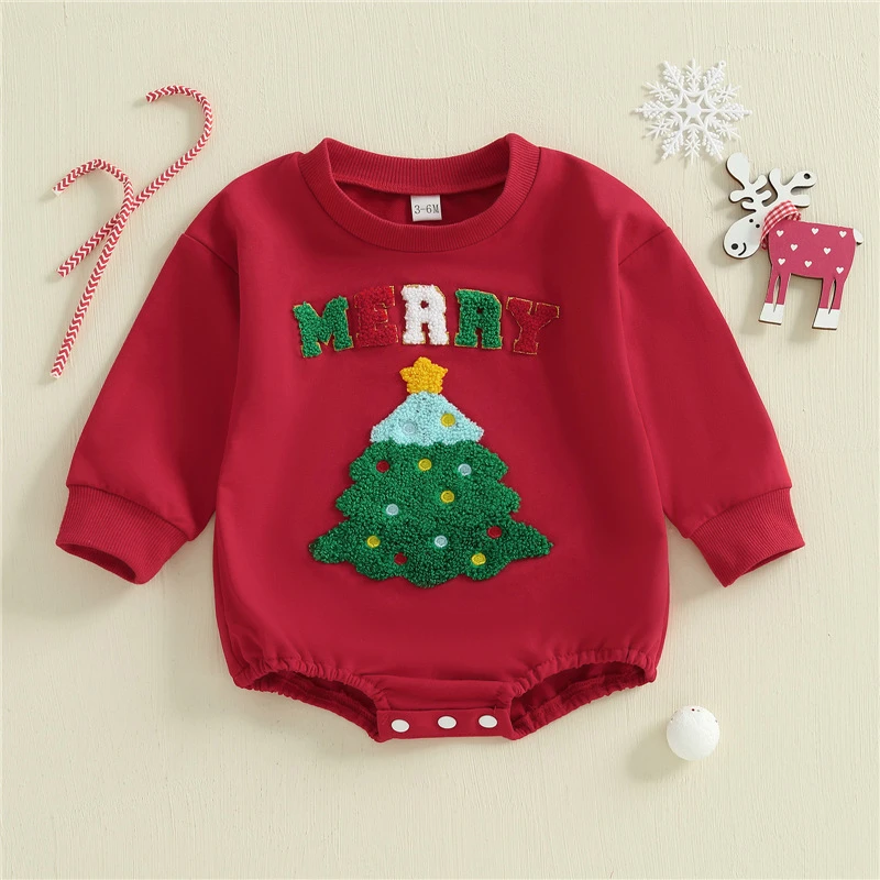 Baby Christmas Tree Embroidery Onesie