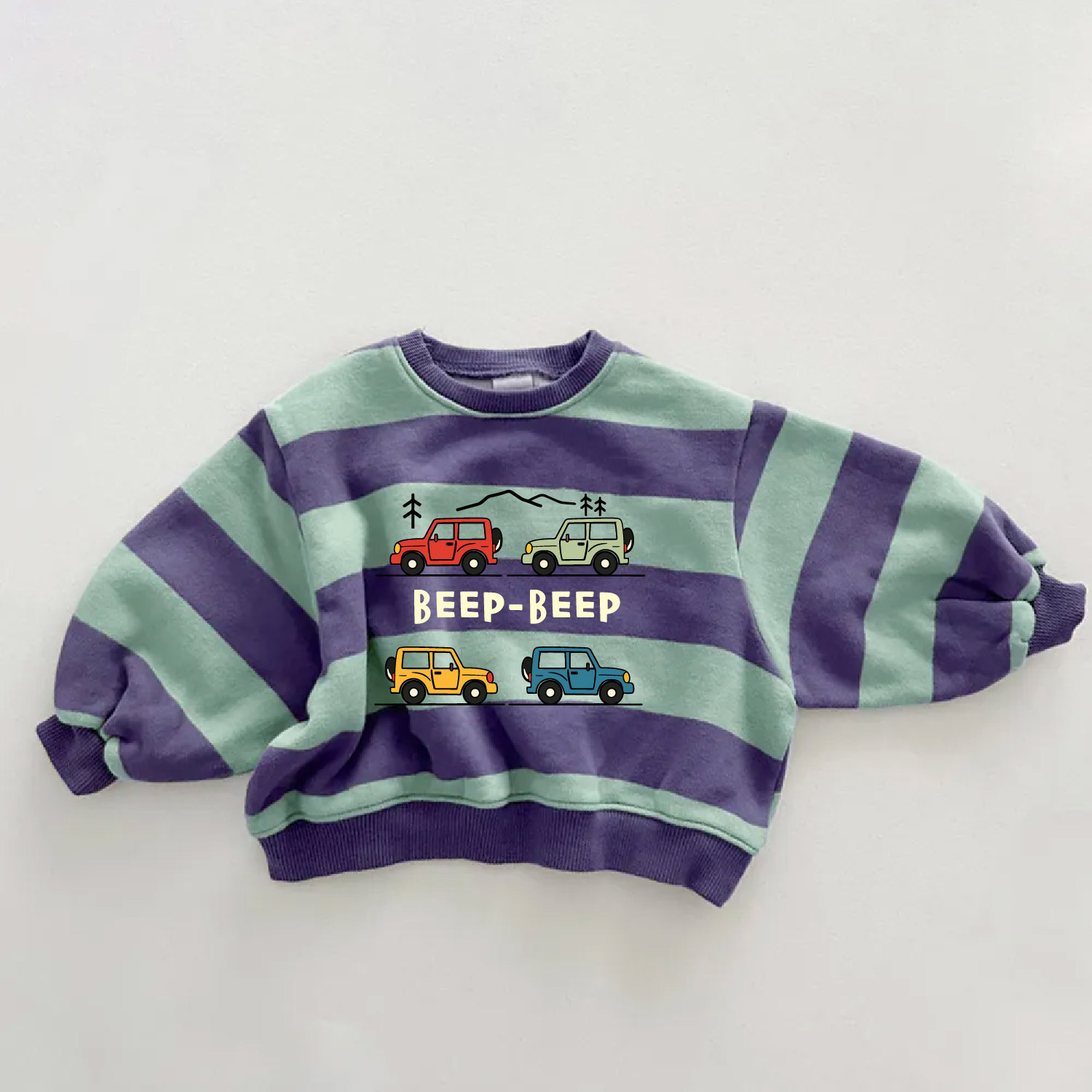 BEEP BEEP Baby & Kids Fish Colorful Car Stripe Sweatshirt