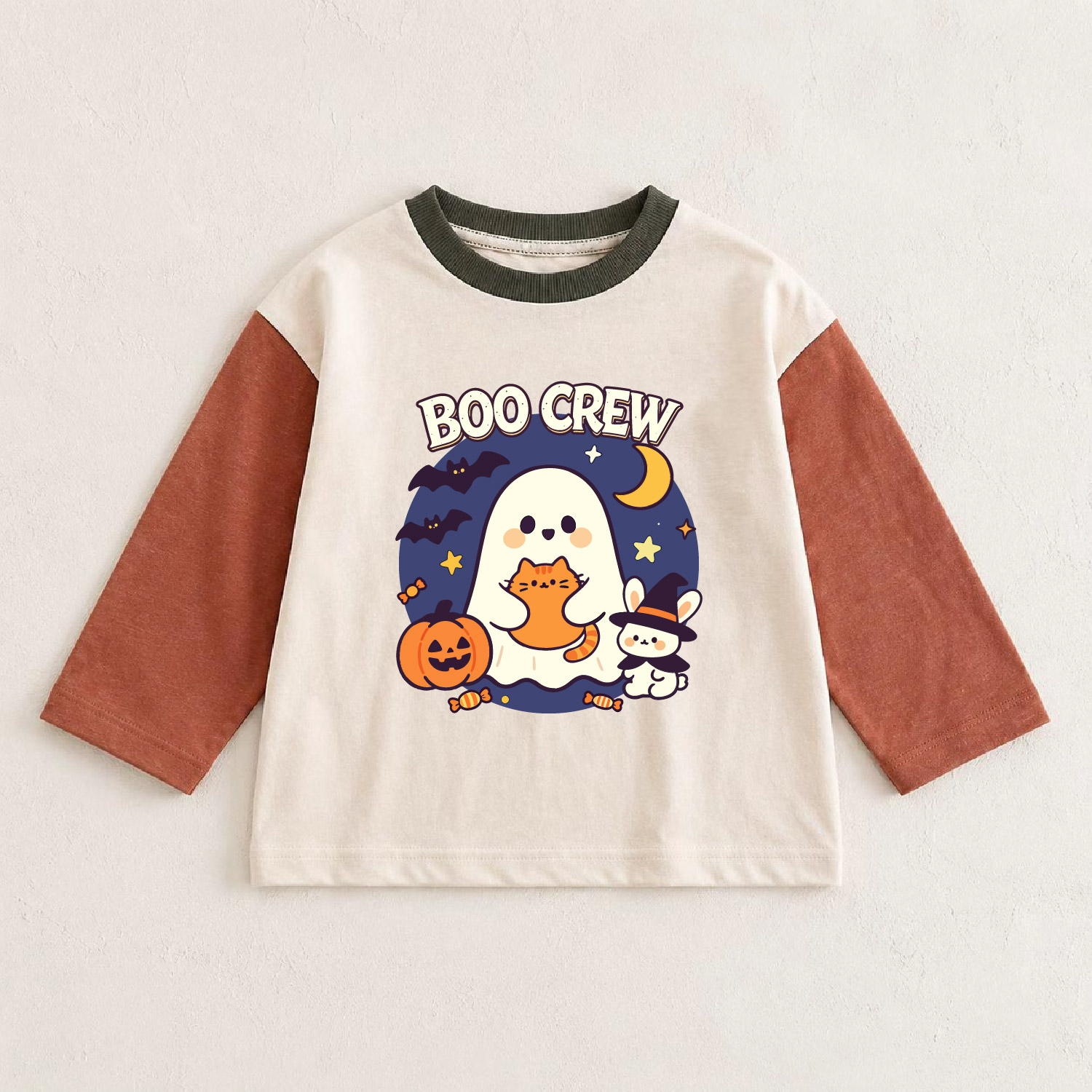 BOO CREW Baby & Kids Ghost Rabbit Pumpkin Color Block T-shirt