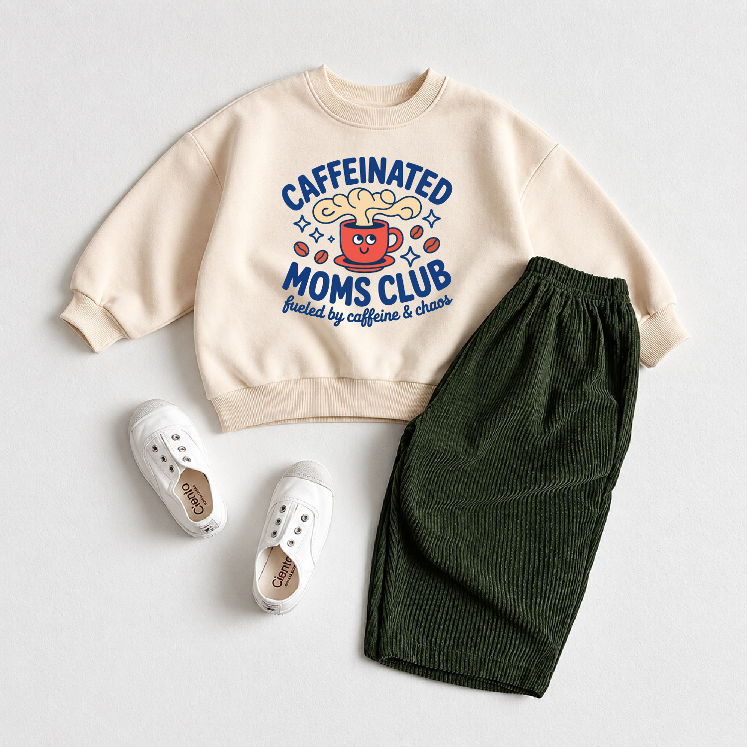CAFFEINATED MOMS CLUB Baby Sweartshirt and Pants 2-piece Set