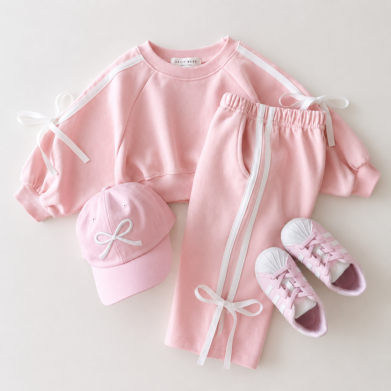 Toddler Girl Bow Tie Web Sweatshirt Pants set